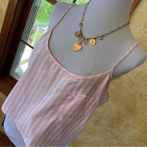 Boohoo Pink and White Striped Crop Top Women's Size 12